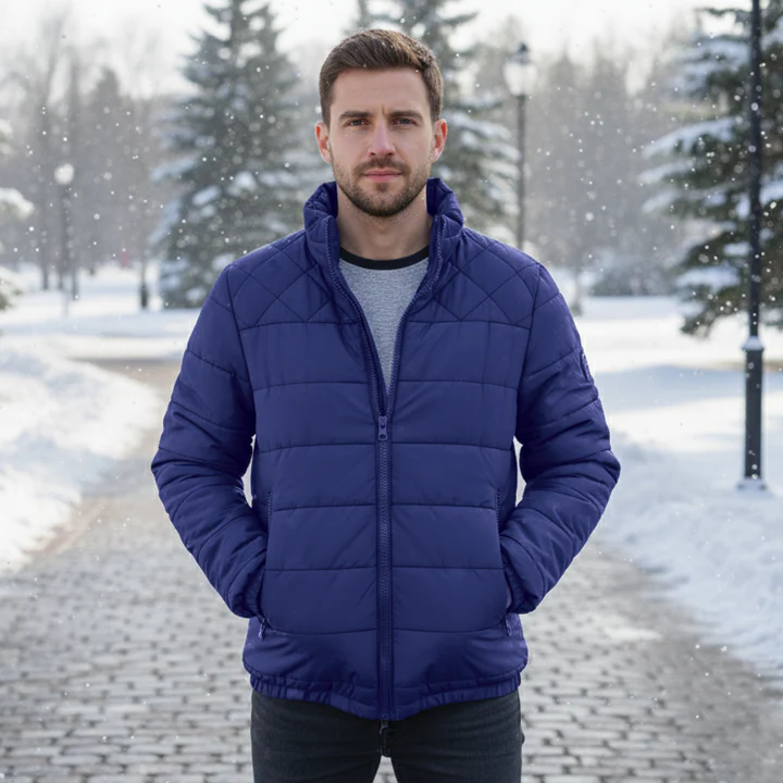 Insulating Men's Puffer Jacket - Quilted Hip-Length, Winter