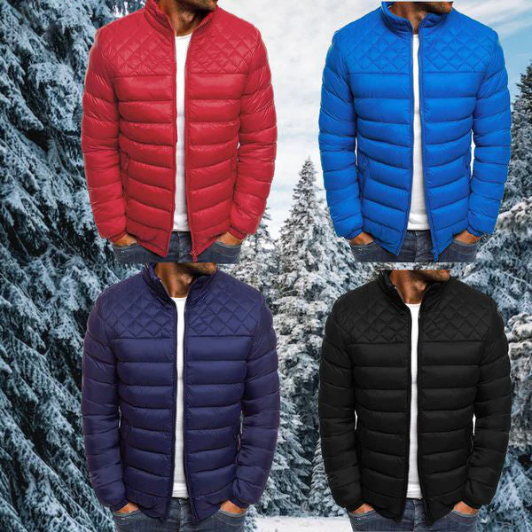 Insulating Men's Puffer Jacket - Quilted Hip-Length, Winter - Image 2