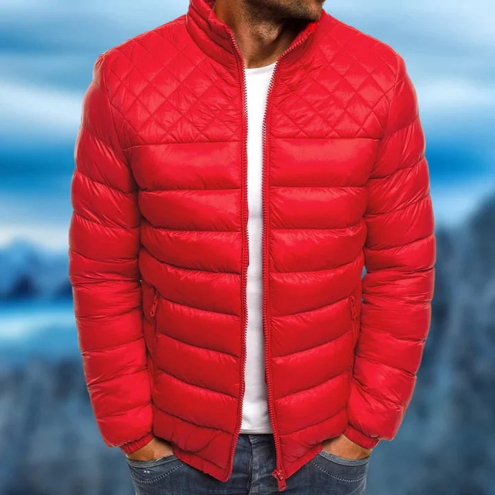 Insulating Men's Puffer Jacket - Quilted Hip-Length, Winter - Image 4