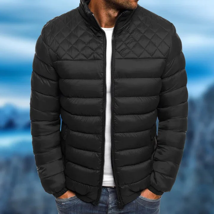 Insulating Men's Puffer Jacket - Quilted Hip-Length, Winter - Image 5