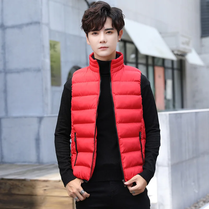 Insulating Men's Puffer Vest - Quilted Cotton Blend, Winter - Image 15