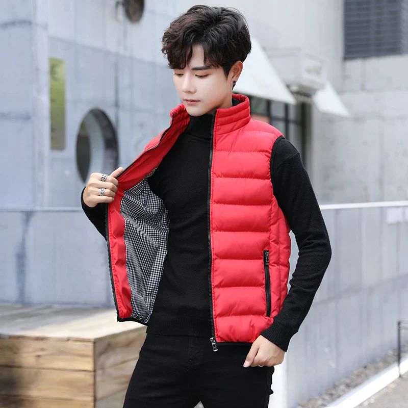 Insulating Men's Puffer Vest - Quilted Cotton Blend, Winter - Image 3