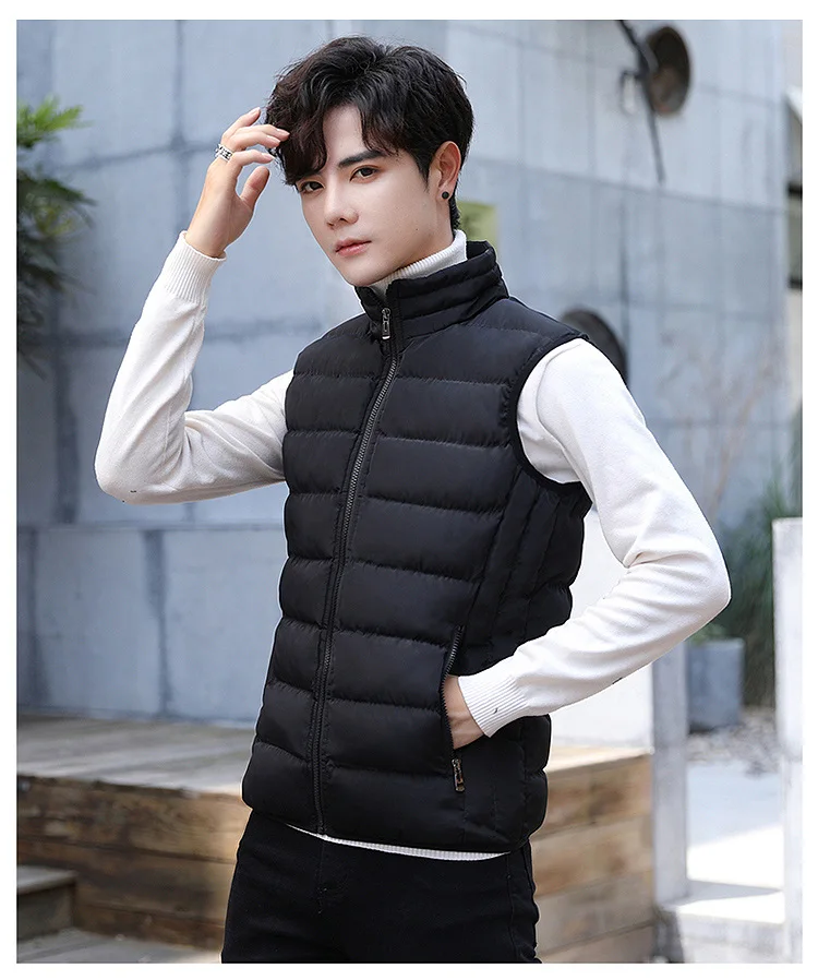 Insulating Men's Puffer Vest - Quilted Cotton Blend, Winter - Image 5