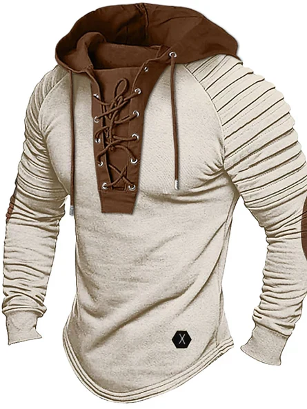 Insulating Men's Pullover - Lace Up Hood, Wool Cashmere - Image 4