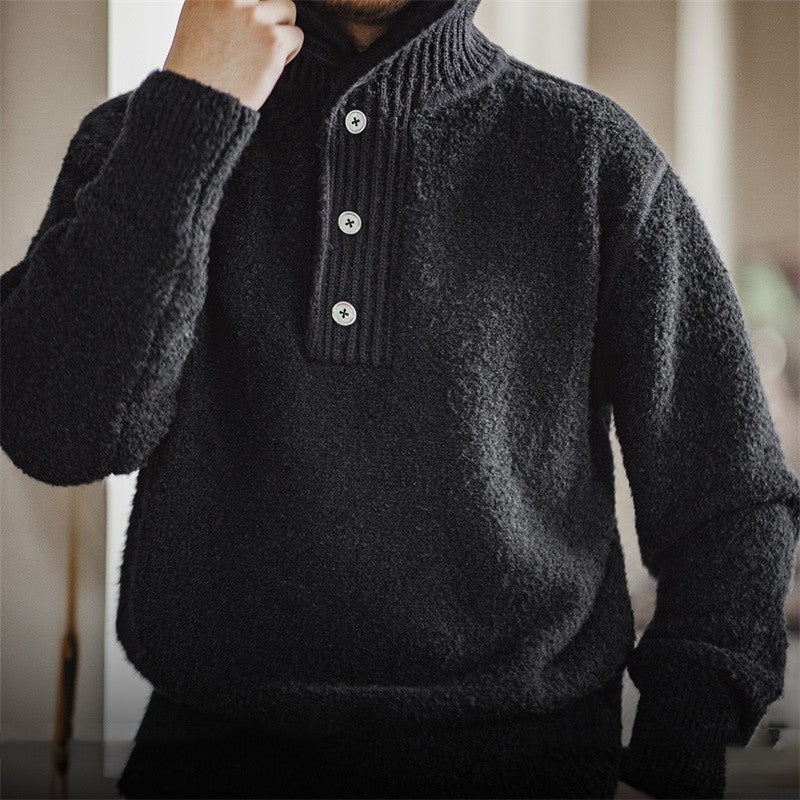 Insulating Men's Shawl Sweater - Sherpa Pullover, Winter - Image 5
