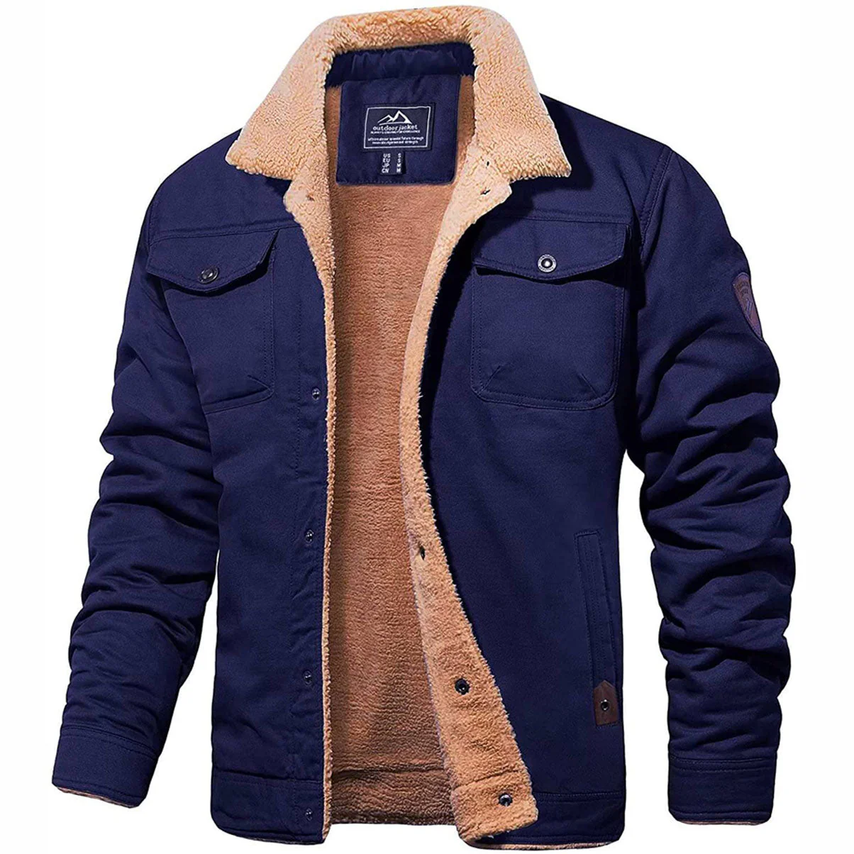 Insulating Men’s Sherpa Jacket – Trucker Style, Lined - Image 15