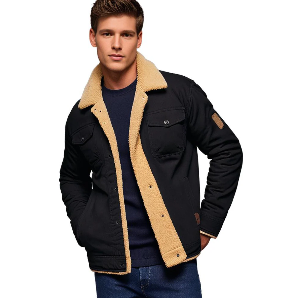 Insulating Men’s Sherpa Jacket – Trucker Style, Lined - Image 3