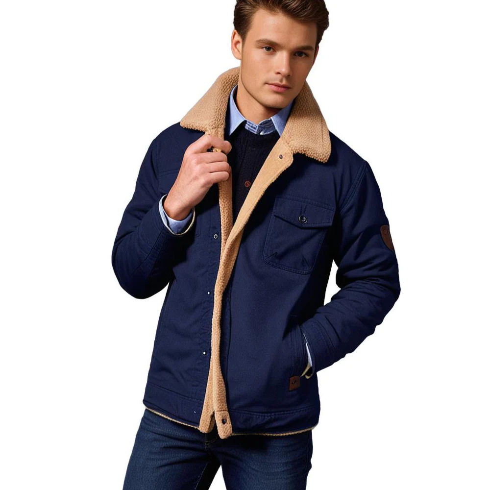 Insulating Men’s Sherpa Jacket – Trucker Style, Lined - Image 7