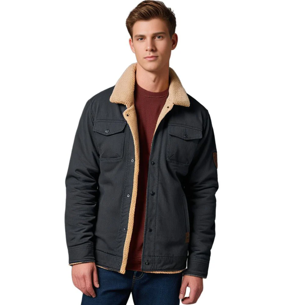 Insulating Men’s Sherpa Jacket – Trucker Style, Lined - Image 8