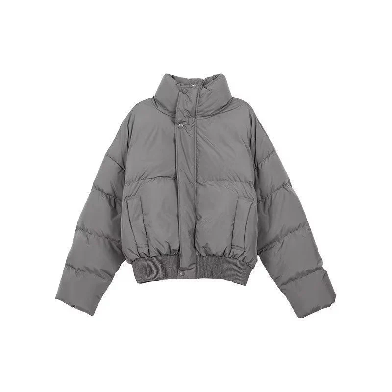 Insulating Men's Short Puffer Coat - Boxy Cropped, Linen - Image 7