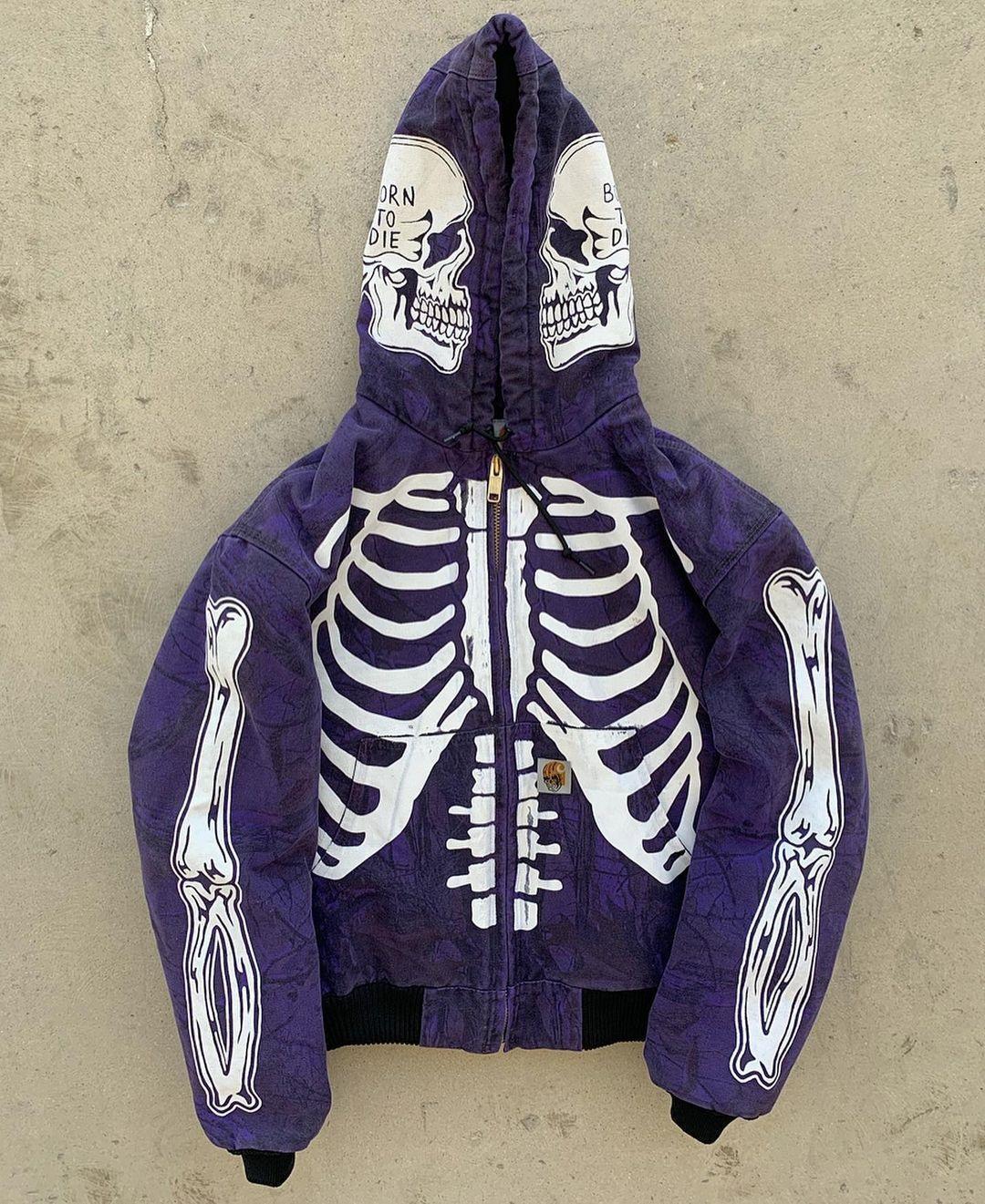Insulating Men's Skeleton Hoodie - Full Zip Polyester Casual - Image 5