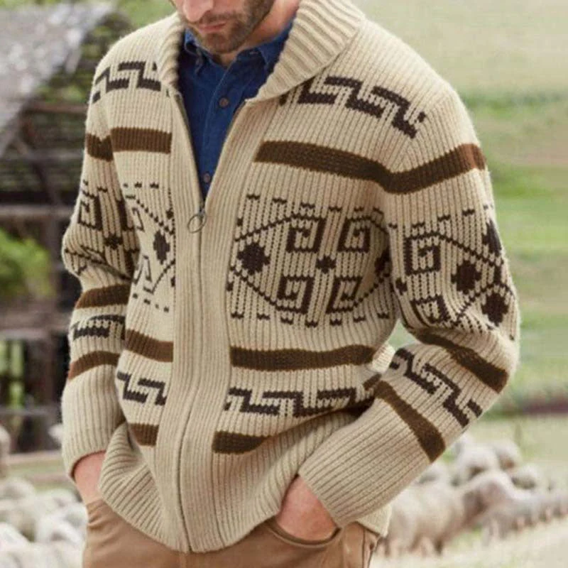 Insulating Men's Zip Cardigan - Shawl Collar Knit, Layering - Image 3