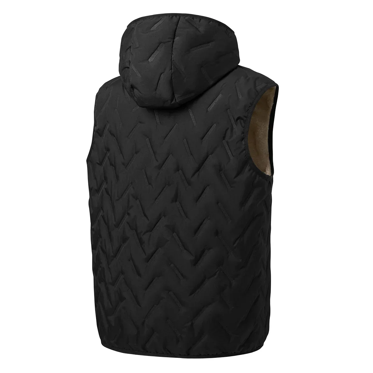 Insulating Mens Down Vest - Quilted, Shearling Travel - Image 2