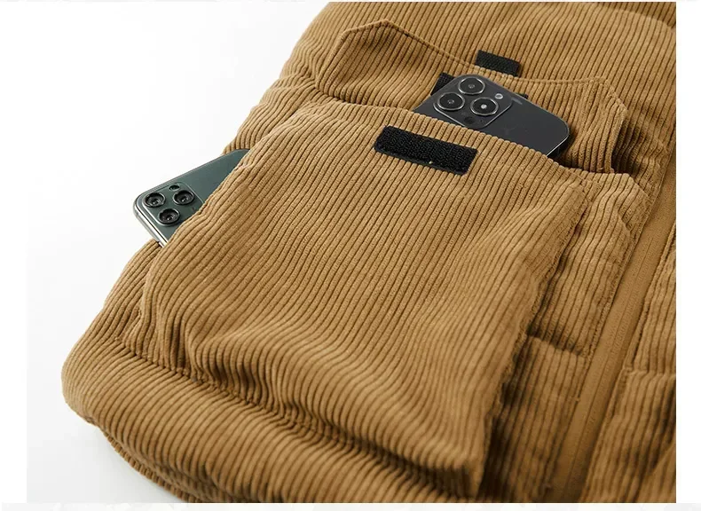Insulating Mens Fleece Vest - Quilted Corduroy, Casual - Image 11