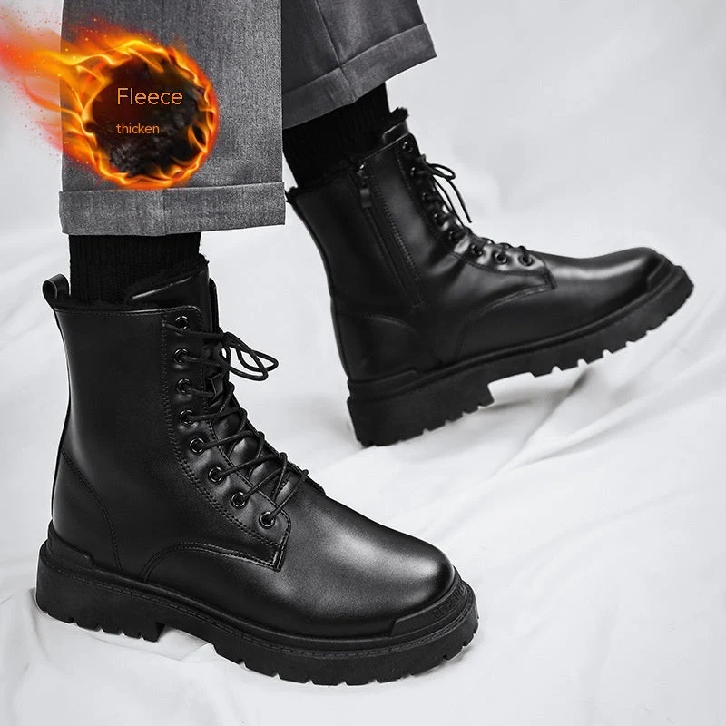 Insulating Mens Martin Boots - Lace-Up, PU, For Winter
