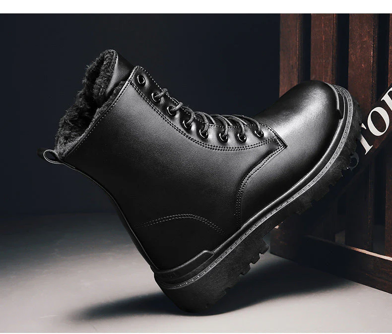 Insulating Mens Martin Boots - Lace-Up, PU, For Winter - Image 5