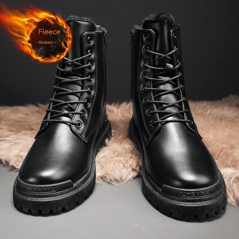 Insulating Mens Martin Boots - Lace-Up, PU, For Winter - Image 6