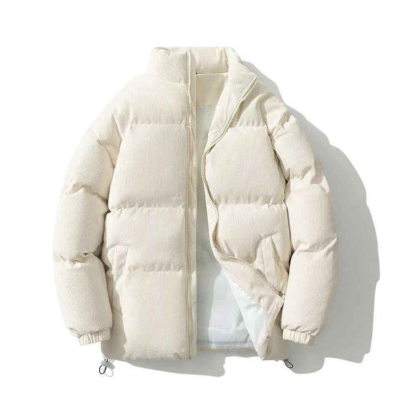 Insulating Mens Puffer Coat - Boxy Stand-Up Collar, Cotton - Image 6