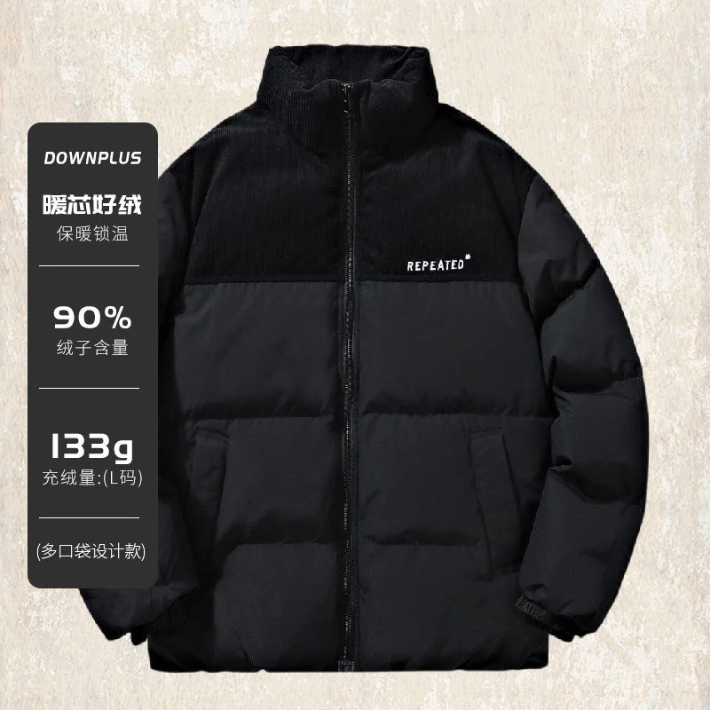 Insulating Mens Puffer Jacket - Corduroy Yoke, Duck Down - Image 10