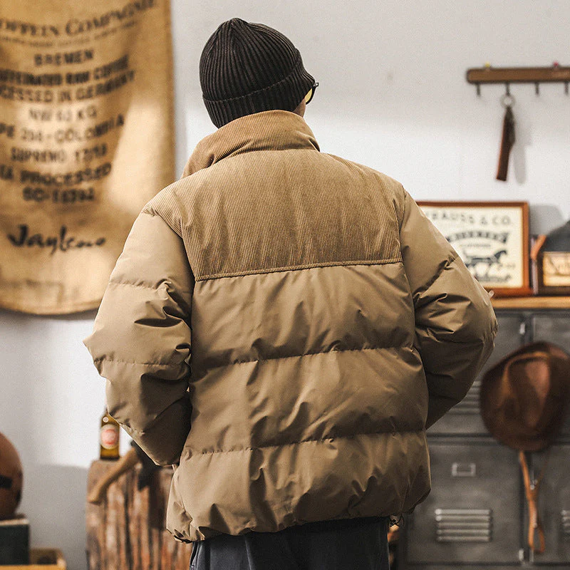 Insulating Mens Puffer Jacket - Corduroy Yoke, Duck Down - Image 2