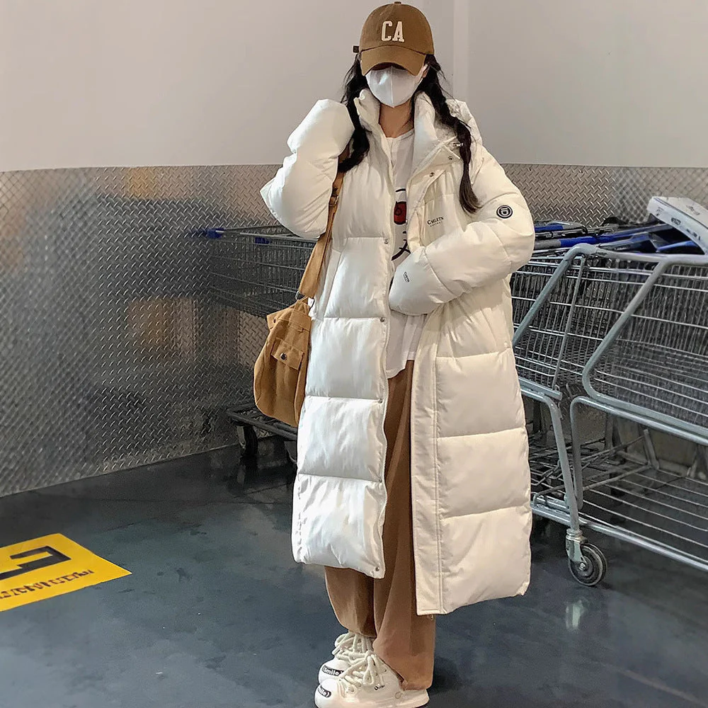 Insulating Women Long Puffer Coat - Relaxed Cotton Winter - Image 3