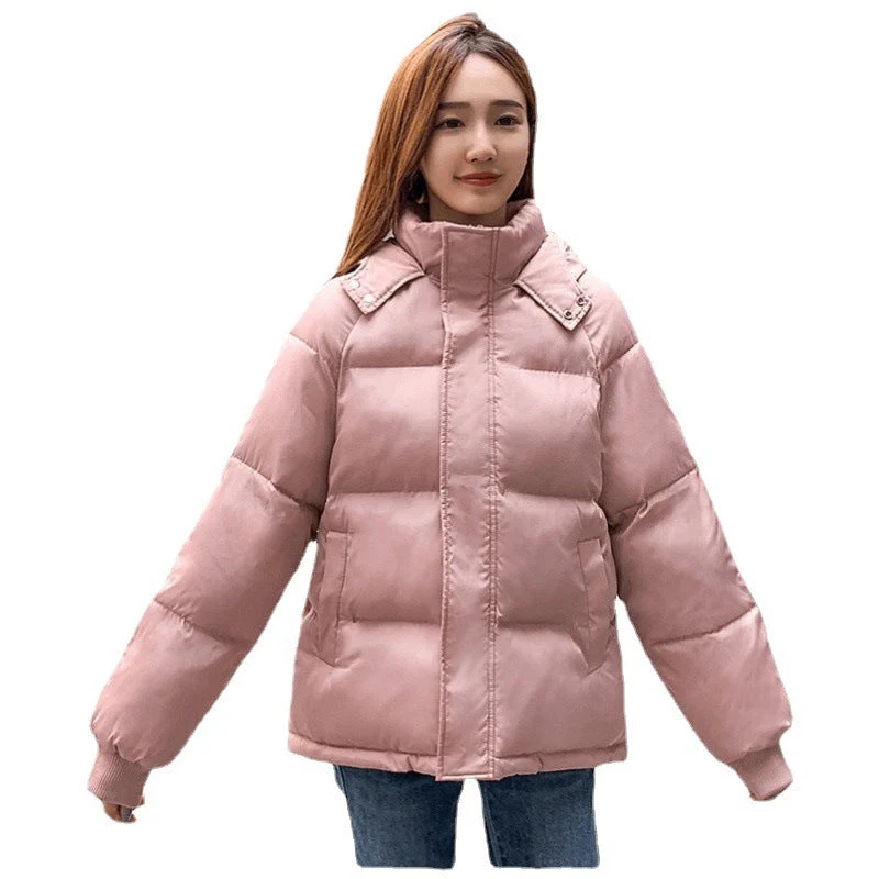 Insulating Women Puffer Coat - Hooded Quilted Poly Winter - Image 4