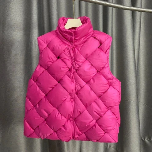 Insulating Women Puffer Vest - Boxy Quilt Polyfill Winter - Image 11