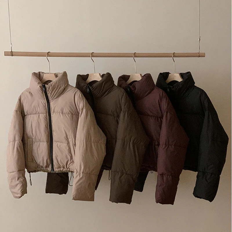 Insulating Women’s Cropped Puffer Coat - Boxy Polyester - Image 6