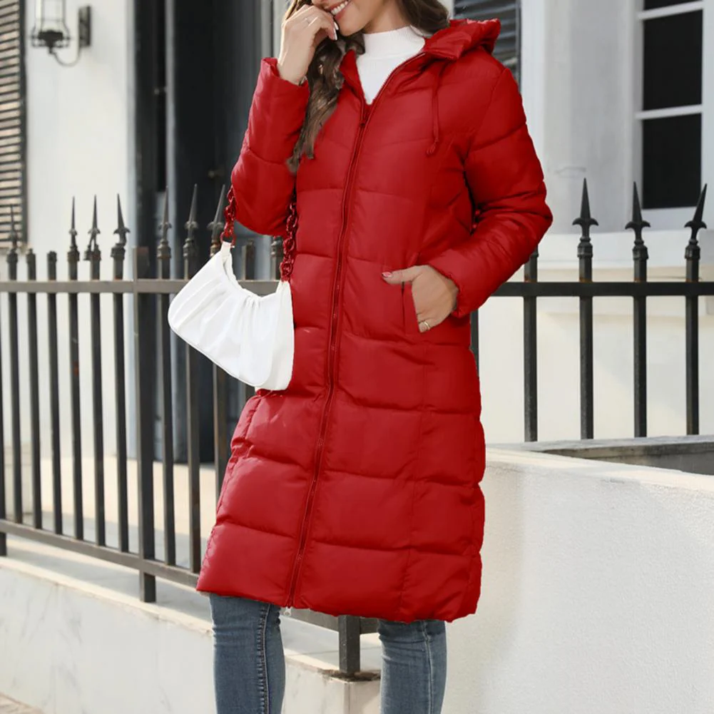 Insulating Women's Down Coat - Hooded Quilted, For Winter - Image 2