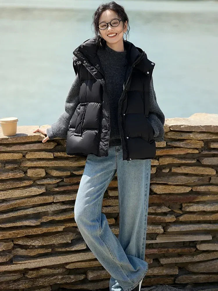 Insulating Women’s Hooded Puff Vest - Hip-Length, Down - Image 4