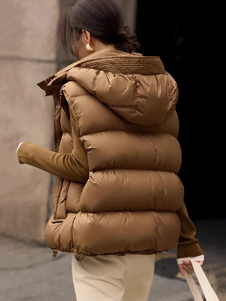 Insulating Women’s Hooded Puff Vest - Hip-Length, Down - Image 8