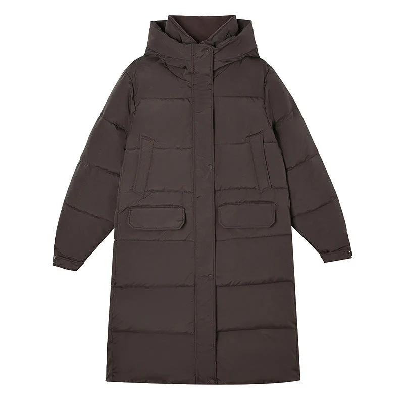 Insulating Women’s Long Puffer Coat- Hooded, Cotton, Winter - Image 3