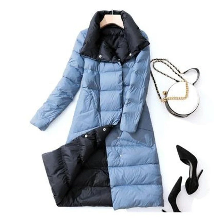 Insulating Women’s Mid Down Coat - Oversized Shawl, Duck - Image 7