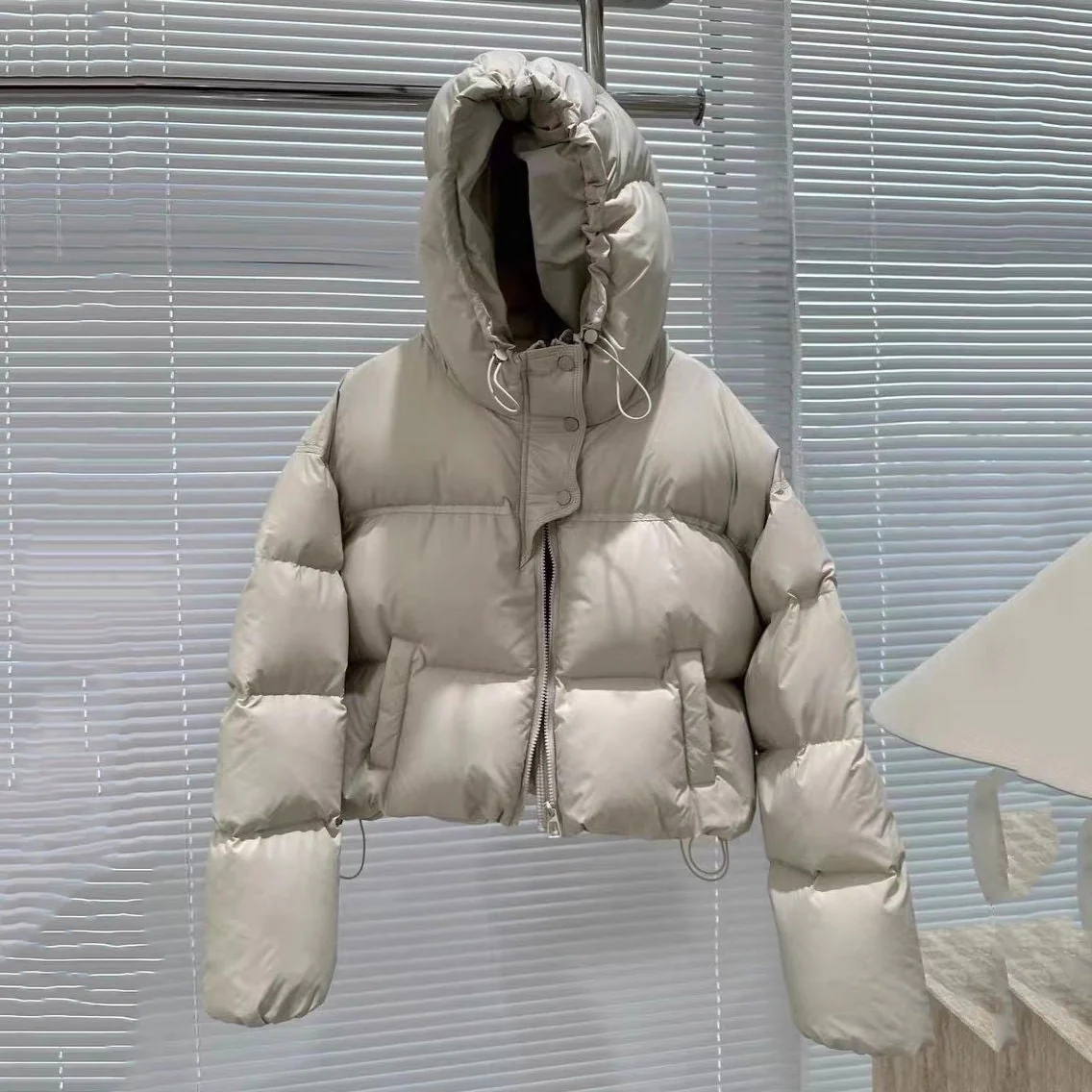 Insulating Women’s Puffer Coat – Cropped, Cotton, Winter - Image 6