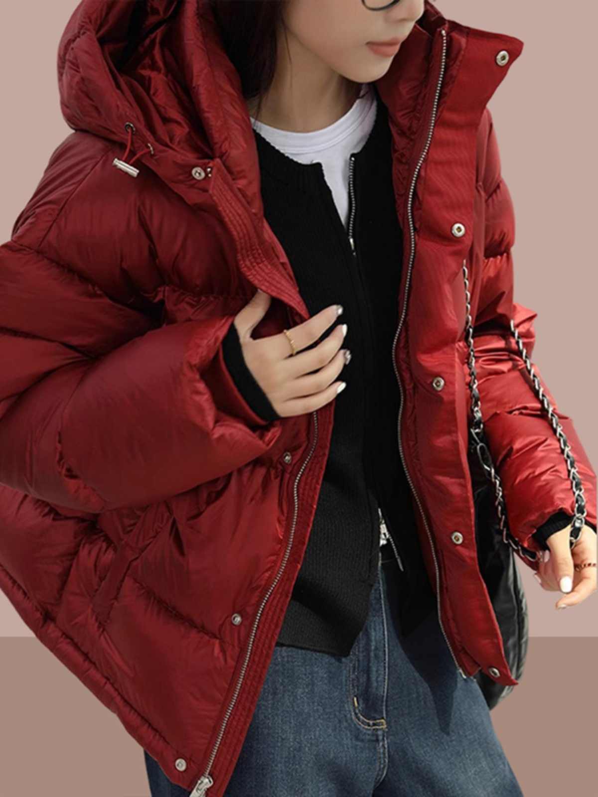 Insulating Women's Puffer Jacket - Oversized Quilted, Down - Image 5