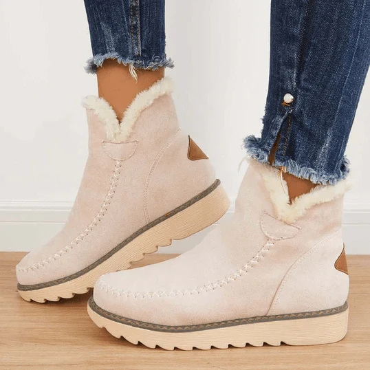 Insulating Women’s Winter Boots - Ankle Suede, Fleece Lined - Image 4
