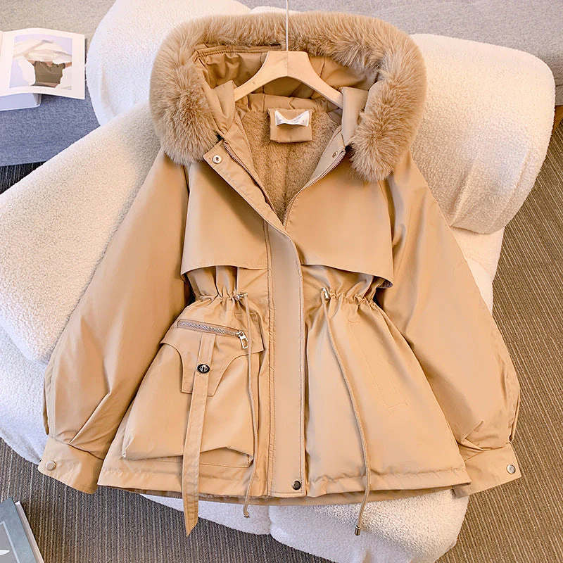 Insulating Women’s Winter Coat - Mid Length, Faux Fur Hood - Image 5