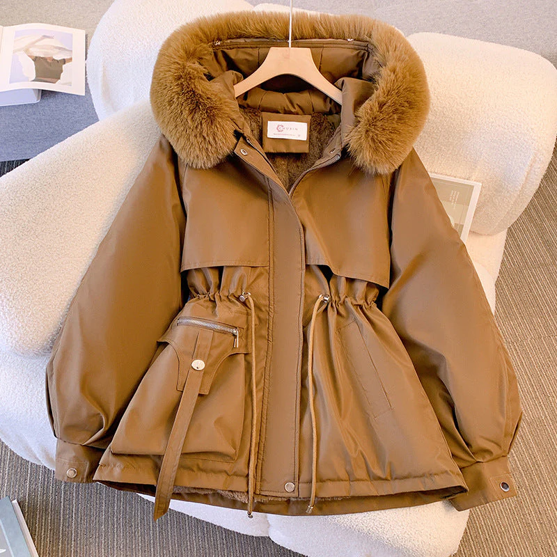 Insulating Women’s Winter Coat - Mid Length, Faux Fur Hood - Image 6