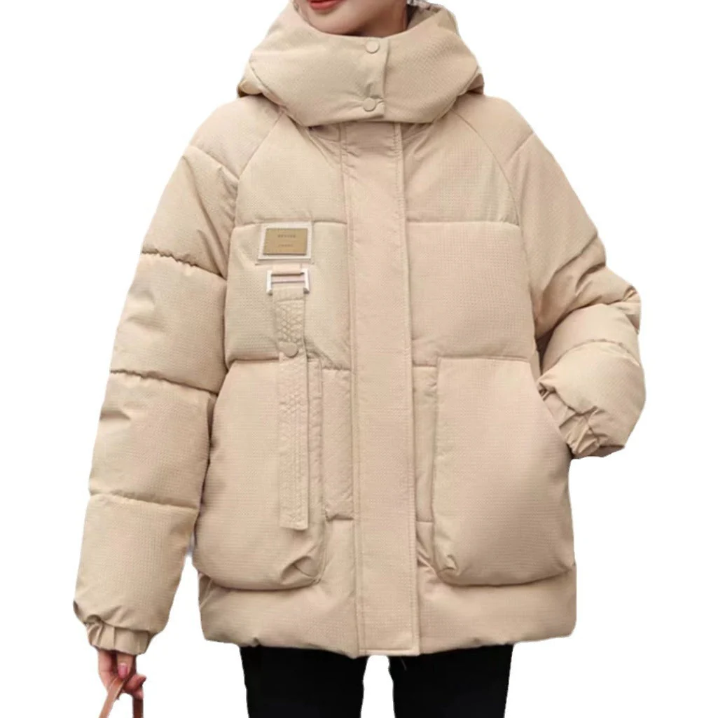 Insulating Women Short Hooded Coat - Boxy Polyester Winter - Image 2