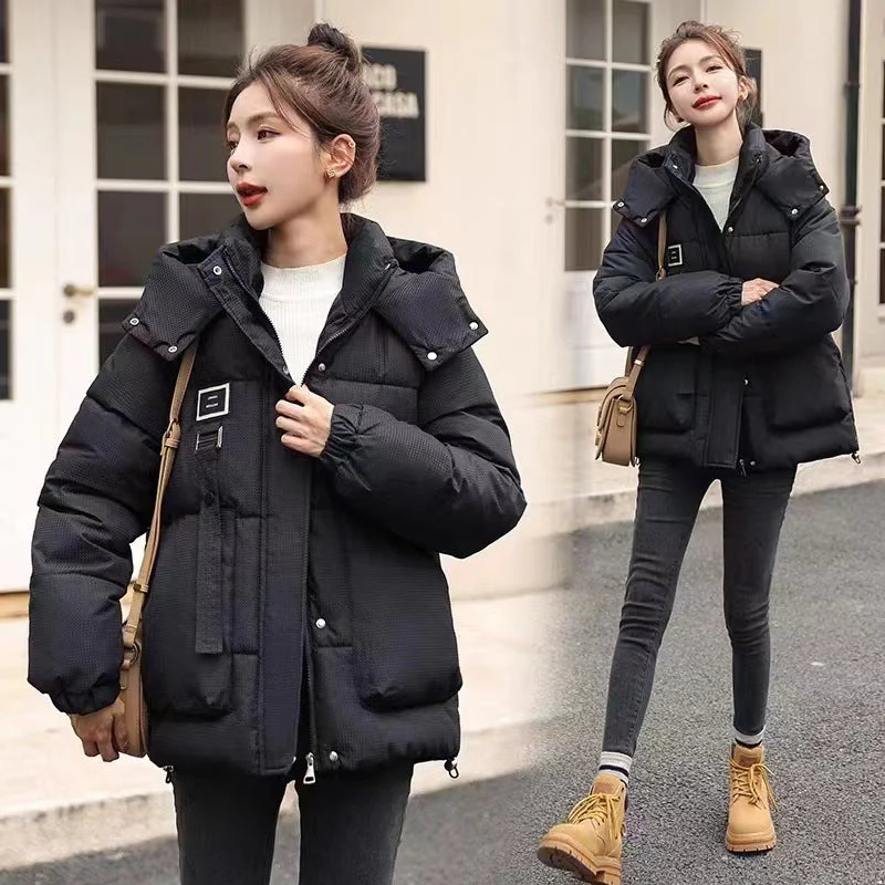Insulating Women Short Hooded Coat - Boxy Polyester Winter - Image 6