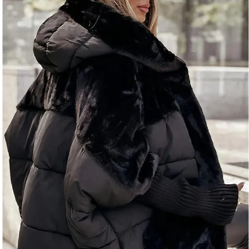 Insulating Womens Hooded Coat - Oversized Faux Fur Winter - Image 4