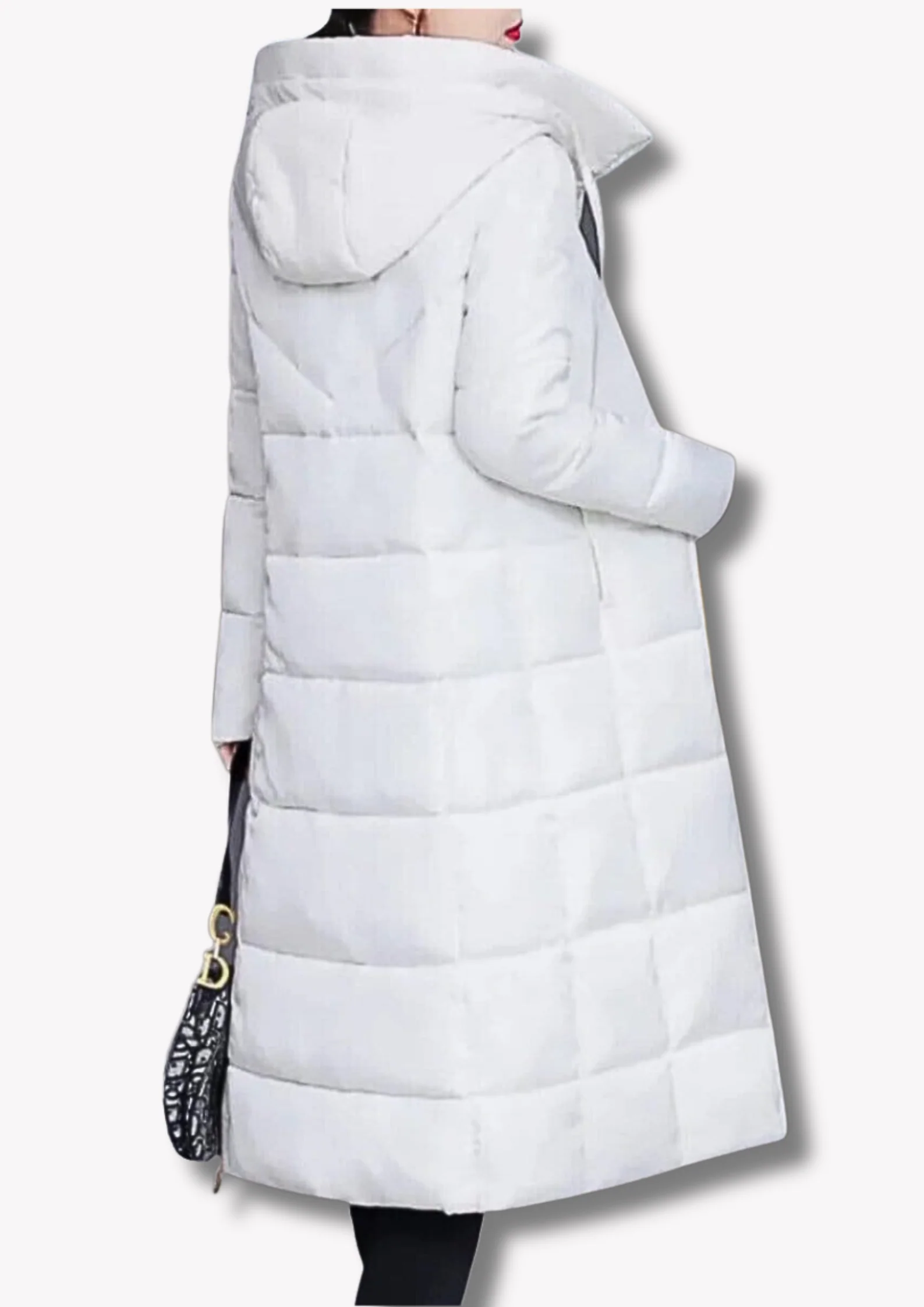 Insulating Womens Long Puffer Coat - Zip, Quilted Winter - Image 5
