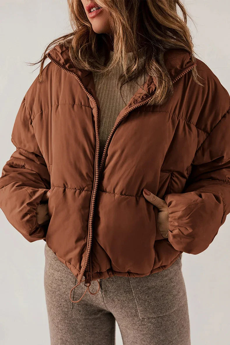Insulating Womens Puffer Jacket - Cropped Boxy Polyester - Image 11