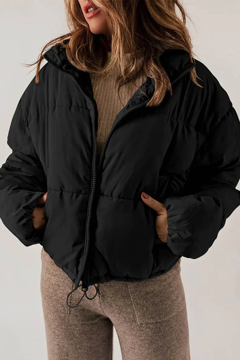 Insulating Womens Puffer Jacket - Cropped Boxy Polyester - Image 13