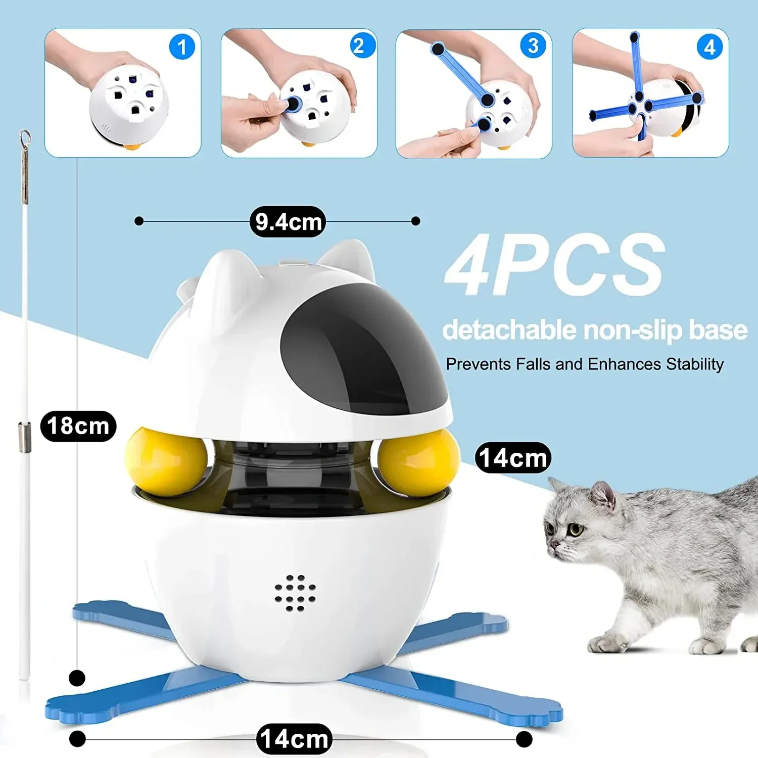 Interactive Cat Toys - 4-in-1 Feather, Laser and Ball Toys for Indoor Cats - Image 3