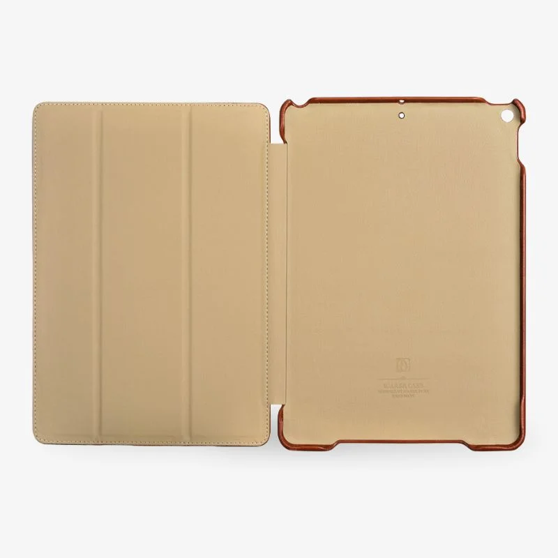 iPad Pro Case Leather Tri Fold Stand Brown Premium Slim - Image 4