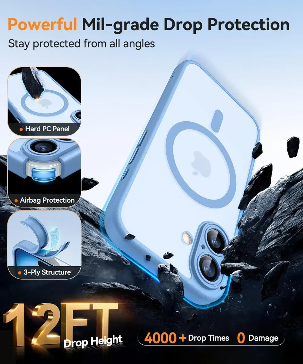 iPhone Case Magnetic Matte Translucent Armor MagSafe Compatible Shockproof Anti-Fingerprint Back To School 2026 Gift - Image 6