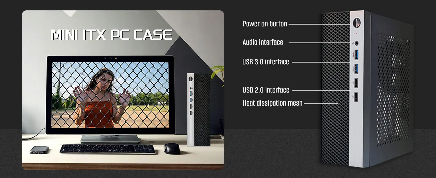 Mini ITX HTPC Case 1U PSU Support Mesh Compact Home Theater - Image 8