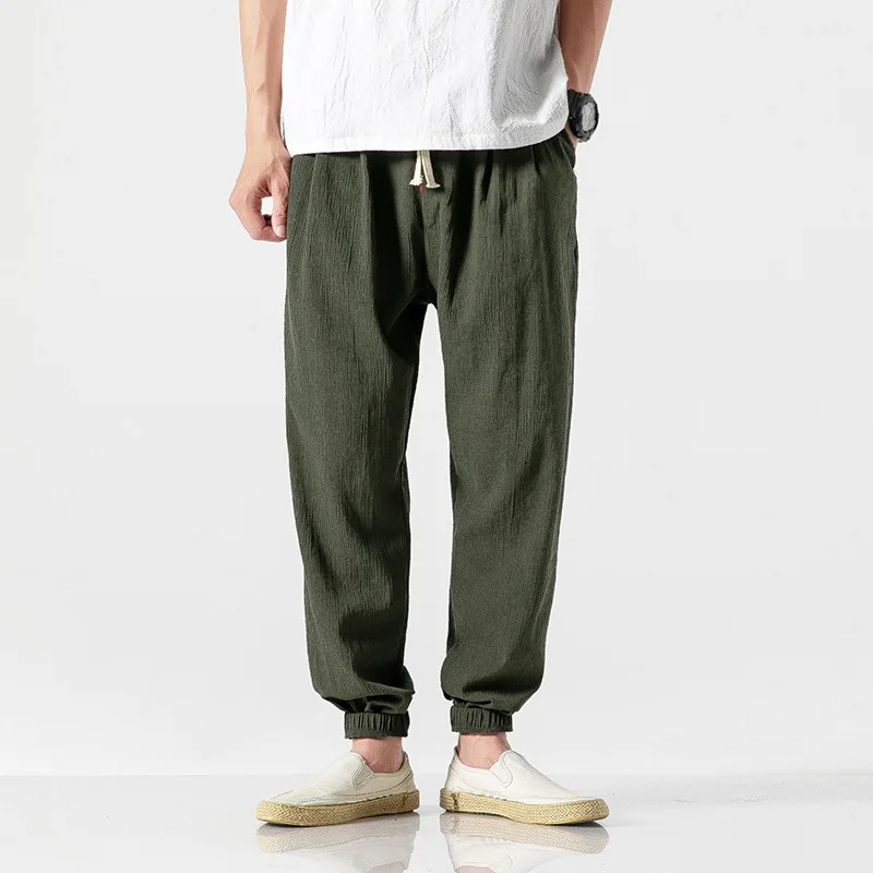 Casual Pants Men's Linen Harem Bloomers Cotton Leggings for Comfort - Image 6