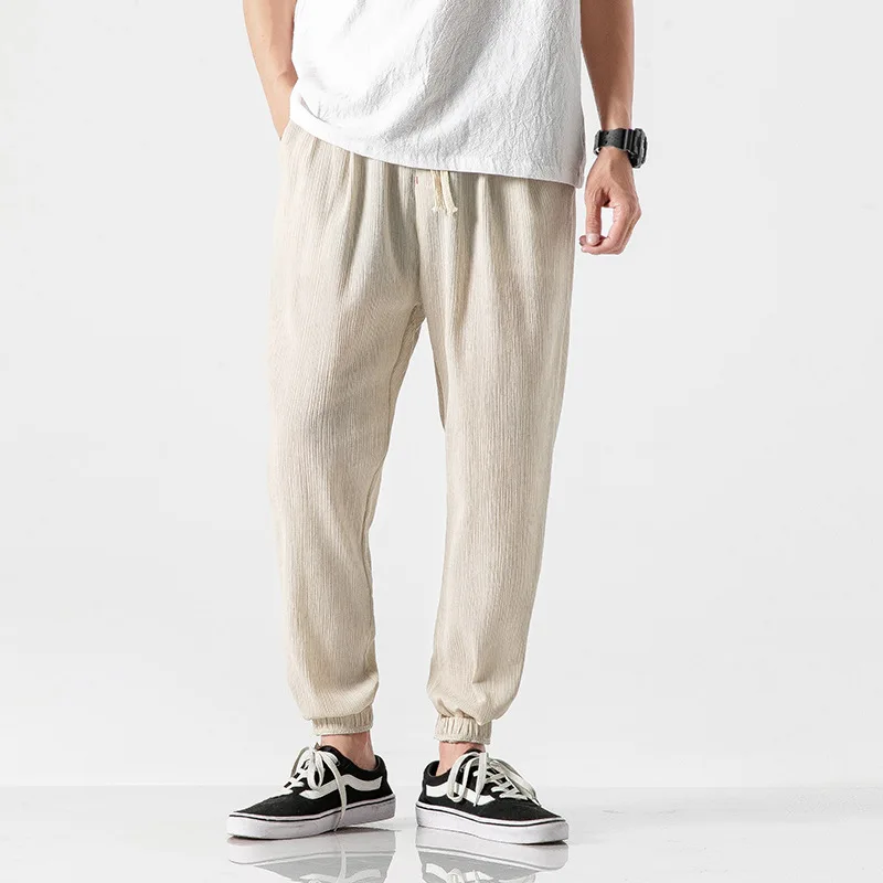 Casual Pants Men's Linen Harem Bloomers Cotton Leggings for Comfort - Image 8